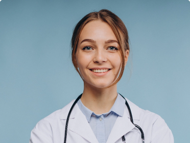 woman doctor wearing lab coat with stethoscope